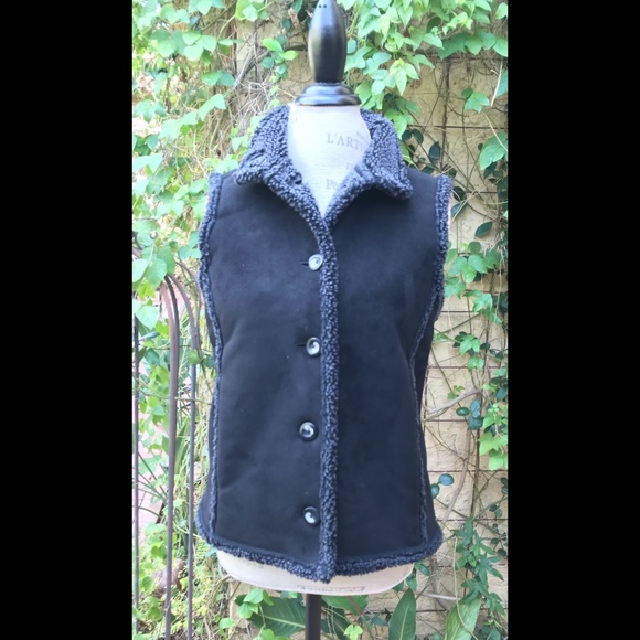 L.L. Bean Fleece Suede-Like Look Vest Sz S Reg - Picture 3 of 9